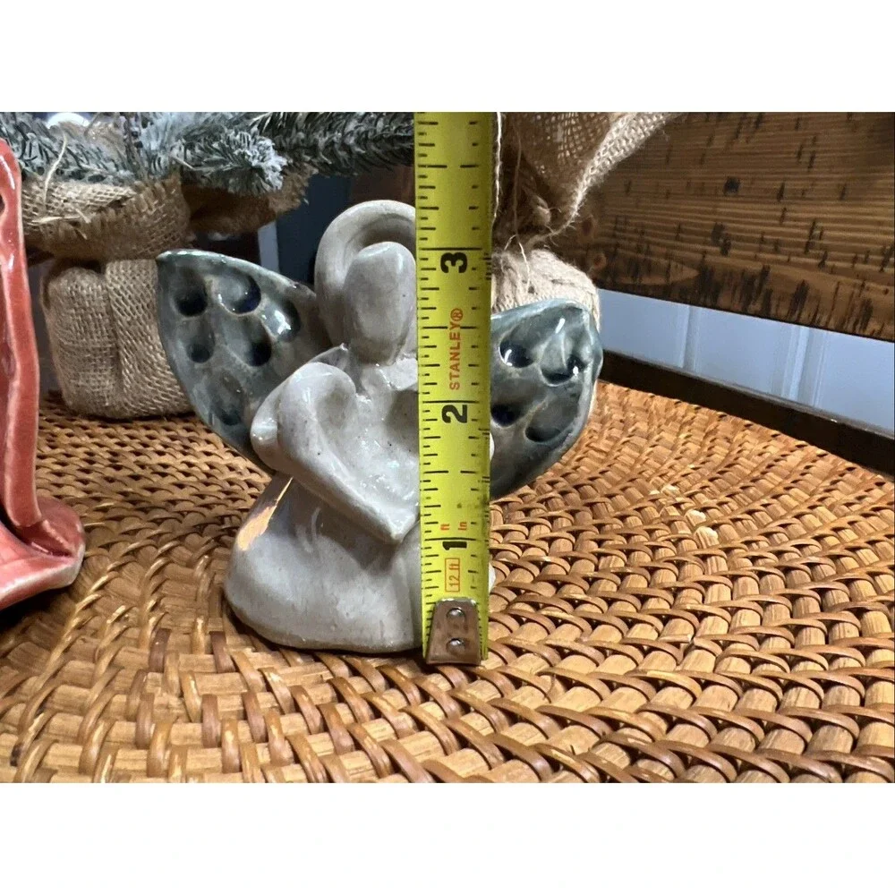 Handmade Pottery Decorative  Angel Figurines, Heart , Praying, Primative